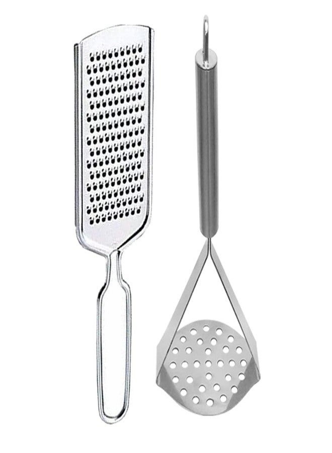OC9 Stainless steel Cheese Grater / Coconut Grater & Potato Masher / Pav Bhaji Masher for kitchen tool set - Image 1